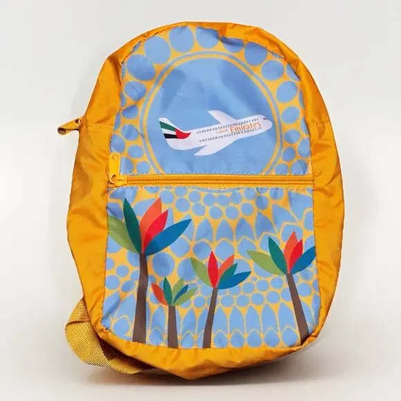 Emirates Expo 2020 Dubai Mini Backpack Yellow Blue Airline Travel 11”