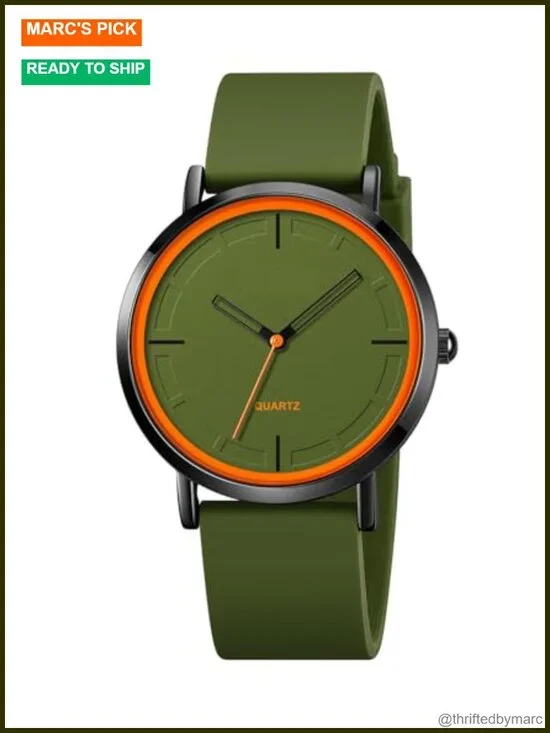 Unisex Minimalist Quartz Wrist Watch Silicone Strap Waterproof 40.5mm