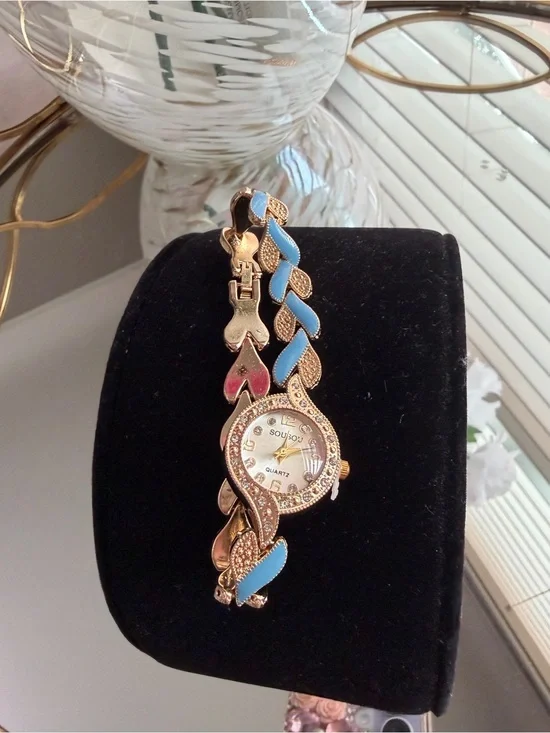 Gold and Blue Women’s Bracelet Watch
