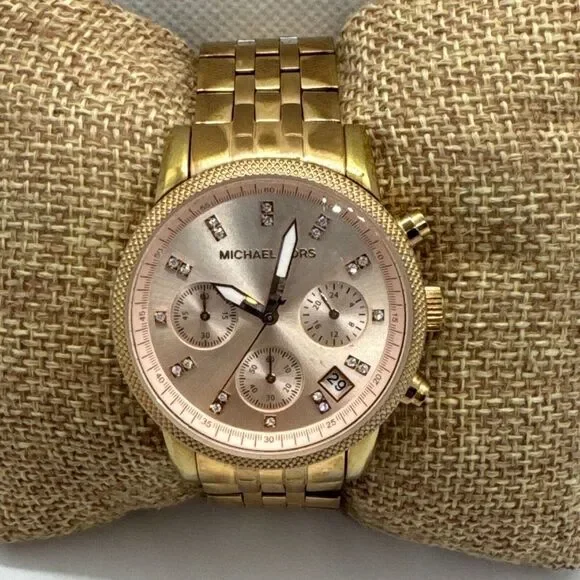 Michael Kors Ritz MK6077 Women's Rose Gold Analog Dial Quartz Wrist Watch JNA295