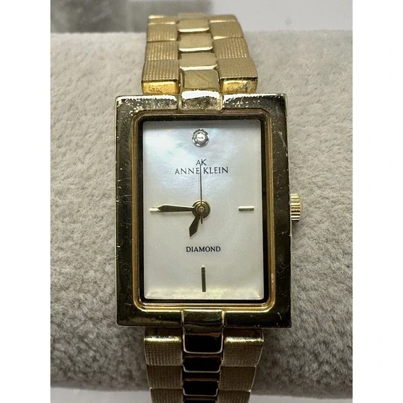 Anne Klein Diamond 10/8512 New Battery Ladies MOP Tank Watch 17MM 7