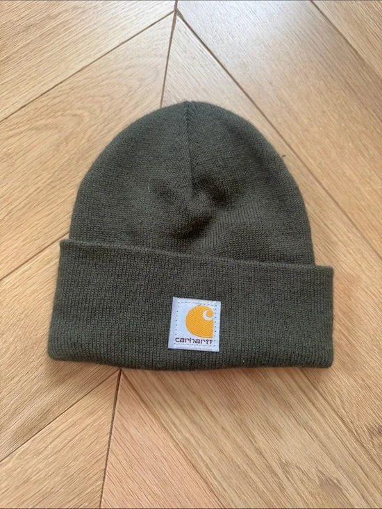 Carhartt Kids Olive Knit Cuffed Beanie with Logo Patch