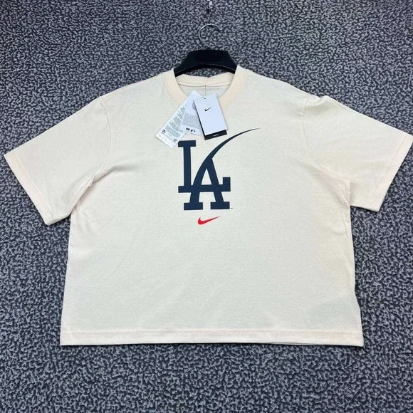 Nike Los Angeles Dodgers MLB Shirt Women Medium Cream Oversized New M