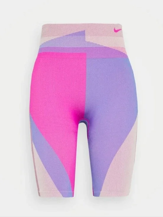 Nike Colorblock High-Rise Bike Shorts - Hot Pink, Lavender & Pale Pink