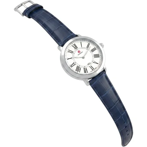Michele Serein Mid Diamond Mother of Pearl Watch Blue Crocodile Strap