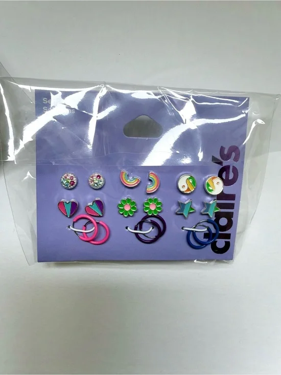 Claire's Multicolor Kids Earring Set - Pink, Purple, Blue, Green
