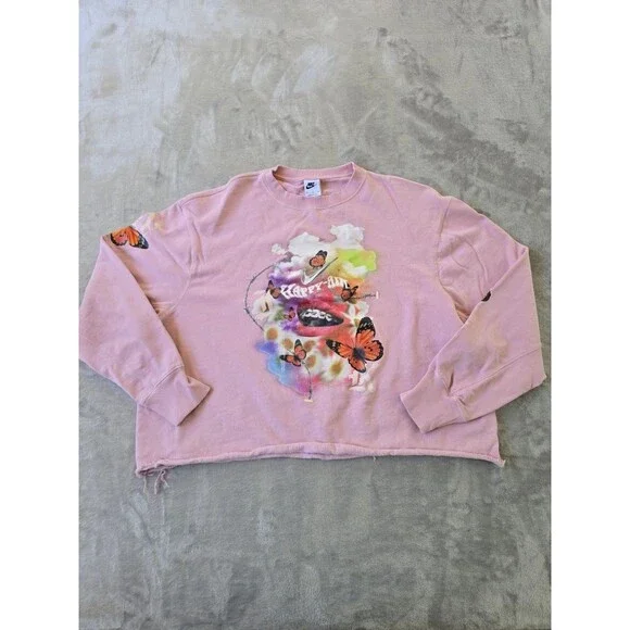 Nike Sportswear Happy Air Crewneck Sweater Womens Size XL Pink