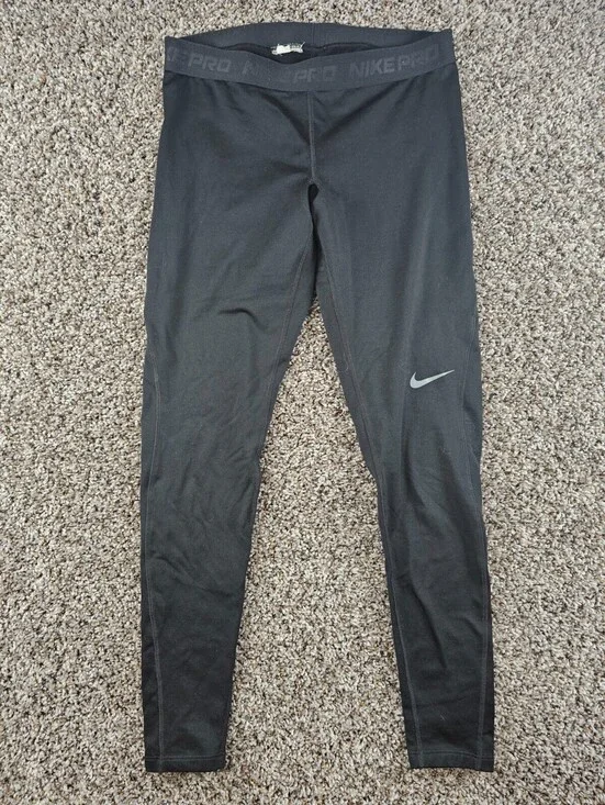 Nike Pro Womens Sz M Athletic Running Tights Black