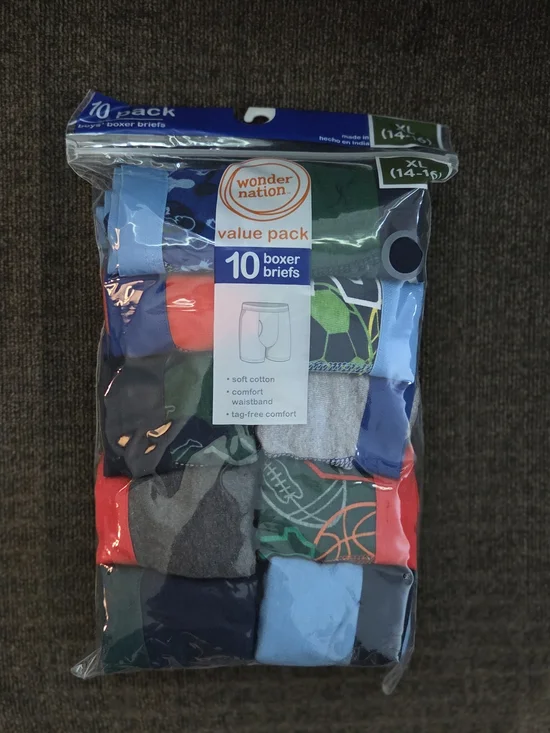 NEW wonder nation Boy's XL (14-16) 10-Pack Boxer Briefs