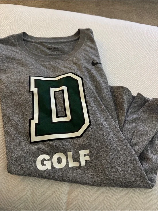 Nike Gray T-Shirt with Green and White 'D' Golf Graphic