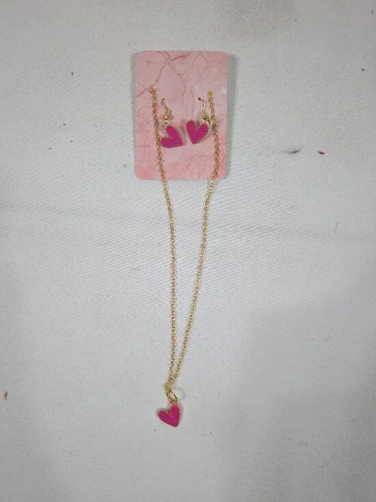Kids Pink Heart Jewelry Set