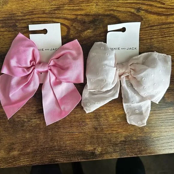 !!HP!! 🎉🎉Janie and Jack Pink and Cream Hair Bow Duo