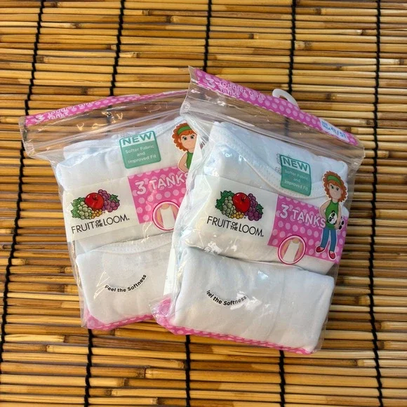 Fruit of the Loom Toddler Girls 2 Pack White Tank Top Undershirts 6 Count 4T 5T