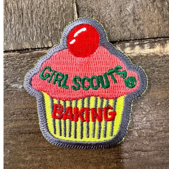 Vintage Girl Scouts Baking Cupcake Embroidered Fun Patch Girl Scouts Baking