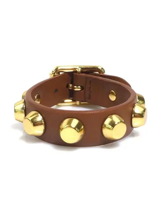 Auth Prada Bracelet Brown/Gold #303060P23B