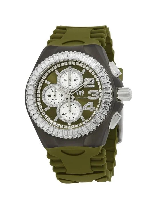 NWT Technomarine Cruise Chronograph Quartz Crystal Green Dial Men's Watch