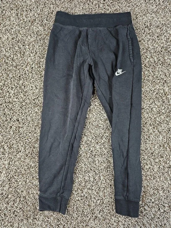 Nike Womens Sz S Classic Jogger Style Sweatpants Black White Mid Rise