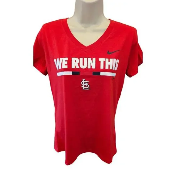 Nike Louisville slugger baseball we run this game day womens v neck top EUC S