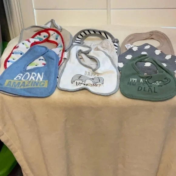 Colorful Baby Bib Set - Blue, Green, Gray