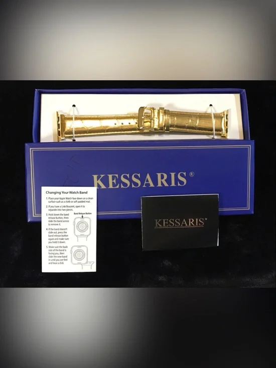 Kessaris Gold Leather Apple Watch Band - Women - 38 to 40 mm
