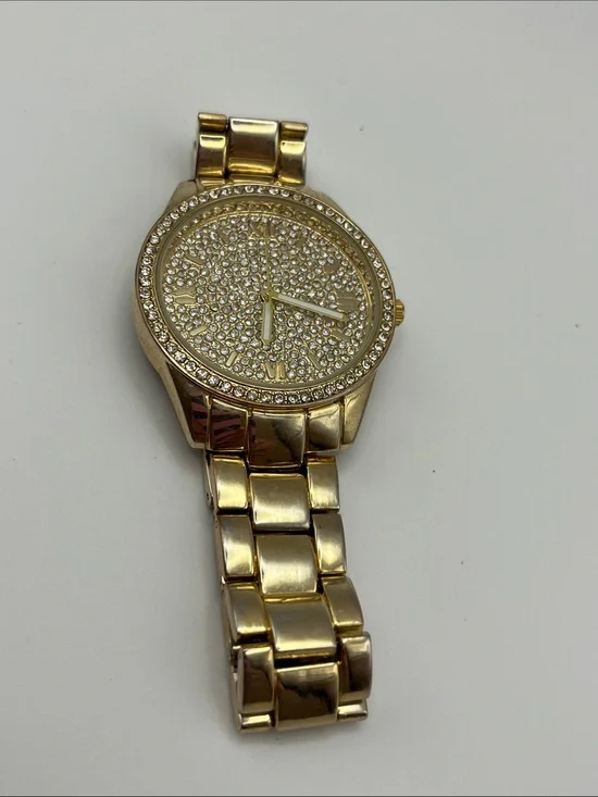 Vice Versa Women's Gold Crystal Bracelet Watch - Sparkling Pavé Dial