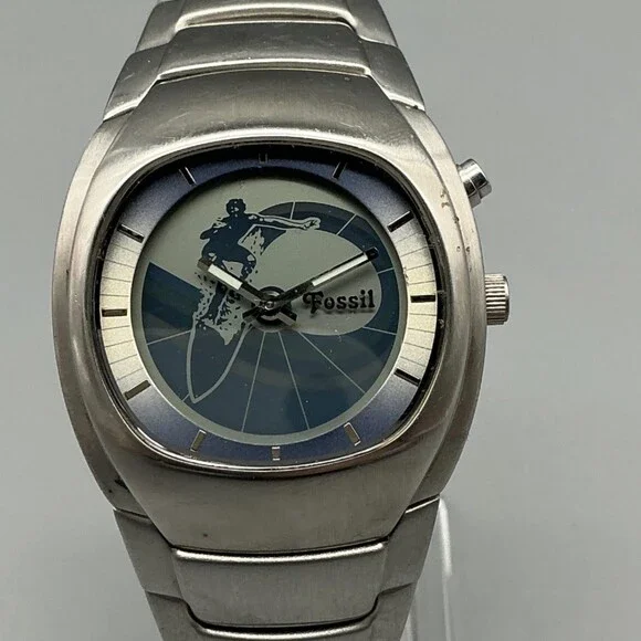 Fossil Big Tic Surfing Animation Mens Watch 39mm JR-8287 New Battery 6.75