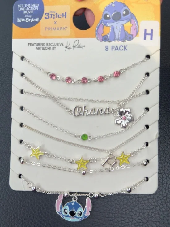 Girls' Pink & Yellow Charm Bracelet Set with Stitch Pendant