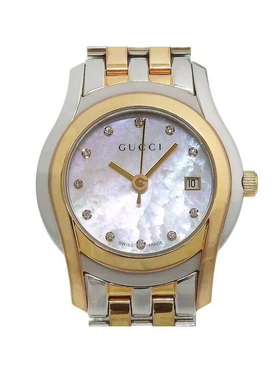 Gucci Class Stainless Steel Quartz Analog Display White Shell Dial Watch
