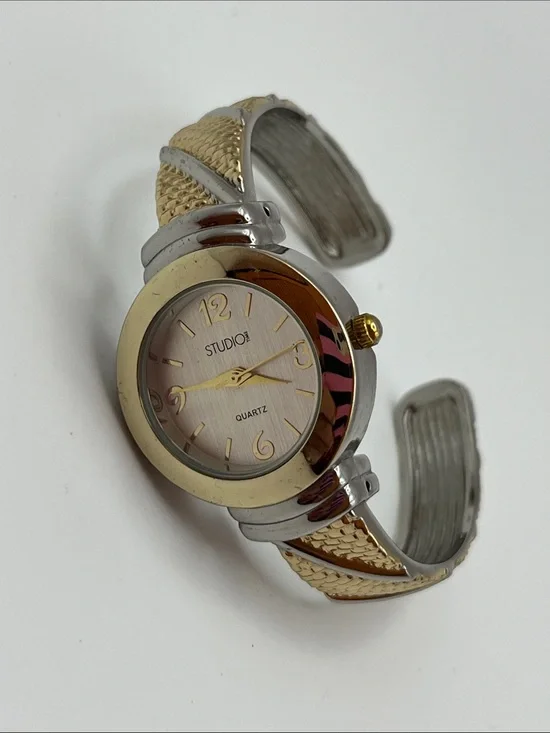 Studio Two-Tone Gold and Silver Women's Bangle Watch