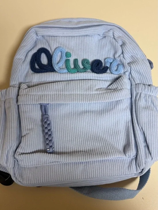 Light Blue Corduroy toddler backpack