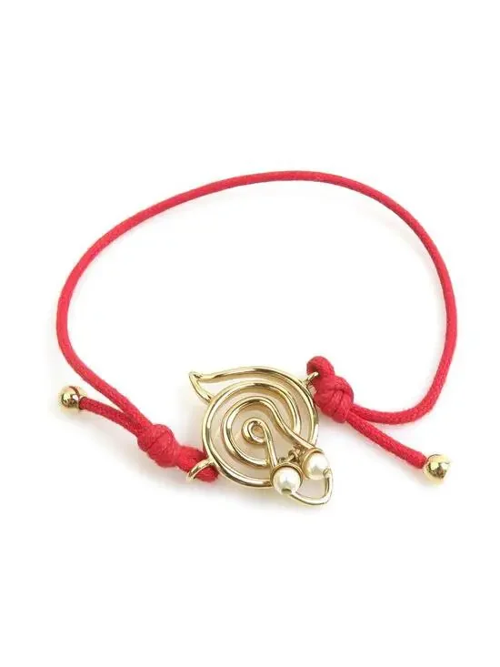 Auth Christian Dior Bracelet Red/Gold #302614C12B