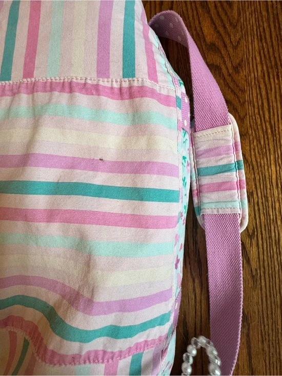 Matilda Jane Mint Floral Sleepover Duffel Bag with Pink Polka Dot Straps