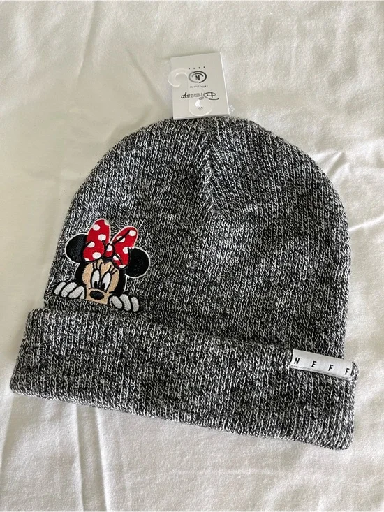 Disney Kids Minnie Mouse Gray & Red Knit Beanie