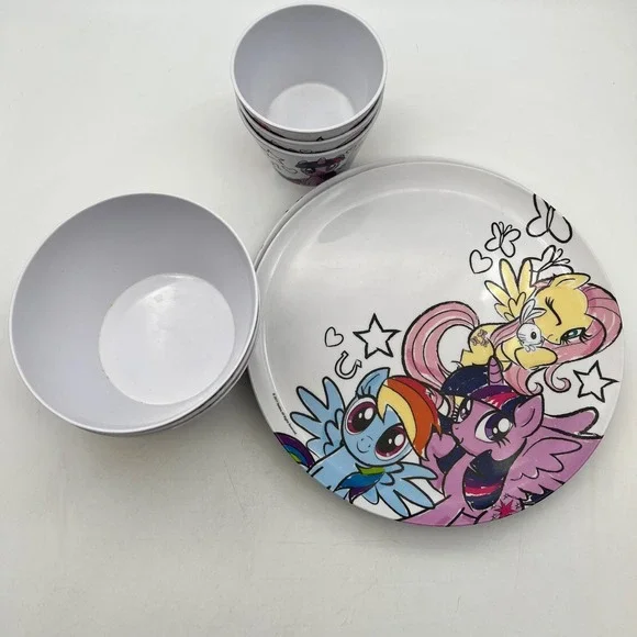 Zak Designs My Little Pony 9pc Melamine Set Plates Bowls Cups 2017 Hasbro Kids