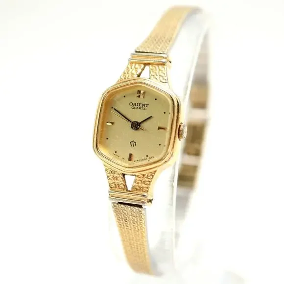 Vintage Orient Gold Tone Womens 18mm Cocktail Watch 6.5