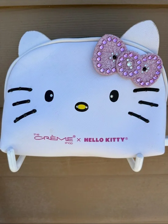 Hello Kitty Custom Limited Edition w Swarovski AB stones Cosmetic Bag Pink Bow -