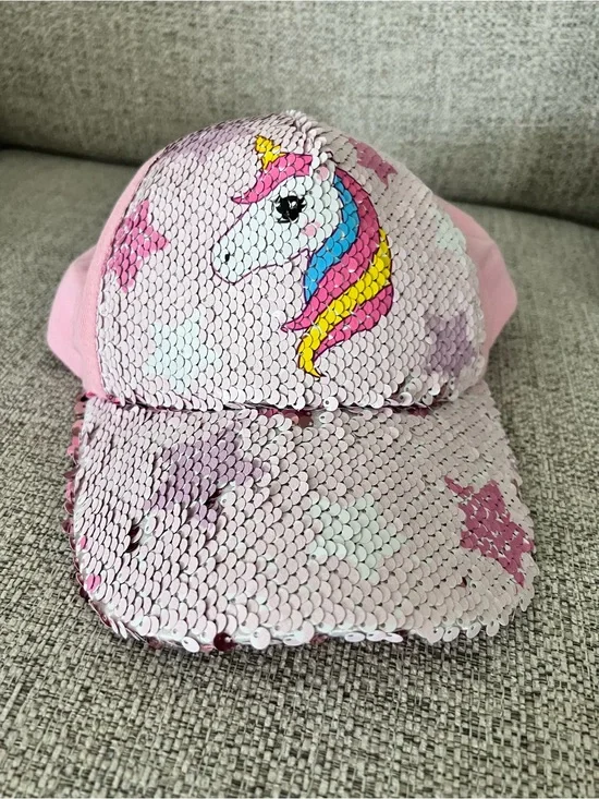 WAWSAM Unicorn Sequin Baseball Cap Girls Adjustable Pink Rainbow Reversible