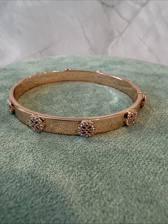 Tory Burch | Rose Gold & Crystal Accent Bangle Bracelet