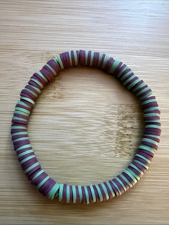 Kids Purple & Mint Stretch Beaded Bracelet