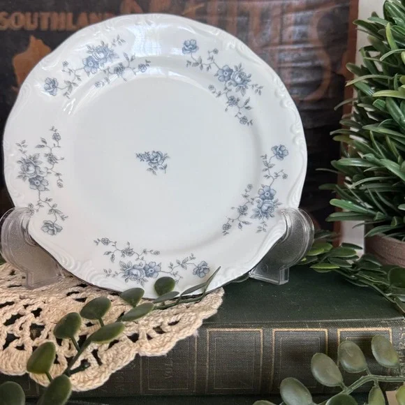 Johann Haviland Blue Garland Bread Butter Plates Bavaria Platinum Trim 4pc