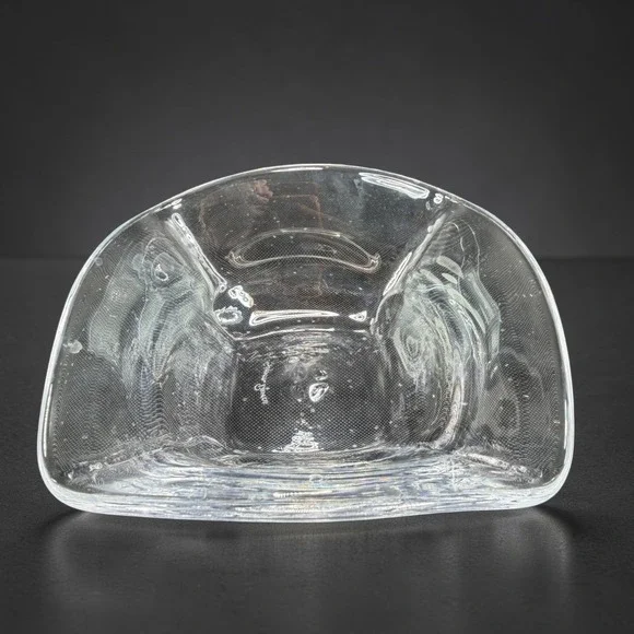 Simon Pearce Woodbury Glass Bowl Clear Hand Blown Signed Crystal Dish‎ Bowl VTG