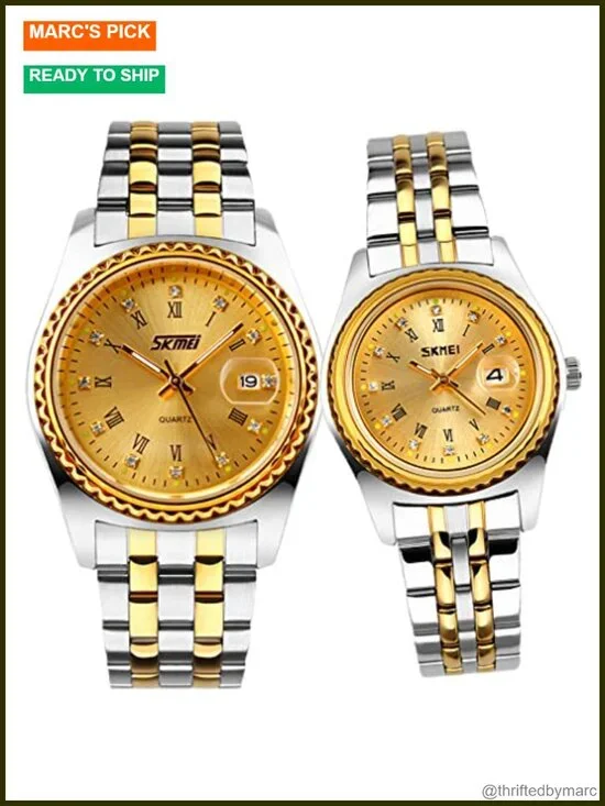 His and Hers Pair Watch Set Couples Matching Wedding Gift Quartz Analog