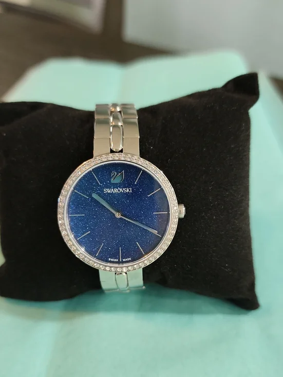 Swarovski Silver-Tone Women's Watch with Blue Sparkle Dial