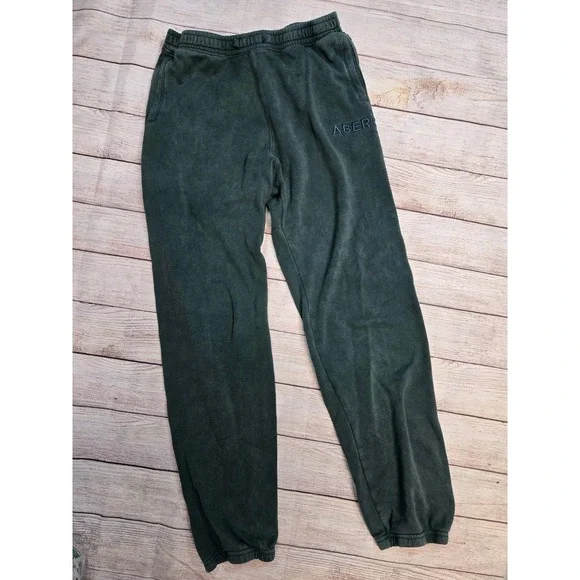Abercrombie Kids Sweatpants Boys‎ 15/16 Green  Joggers Fleece Drawstring Logo