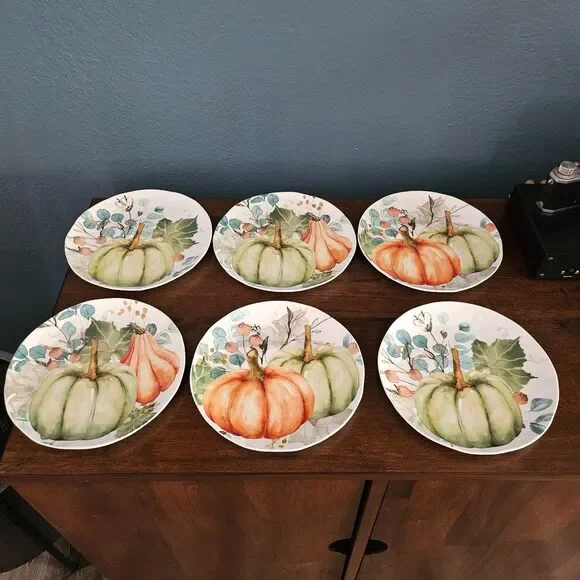 Vtg Pier 1 Pumpkin Patch Fall Thanksgiving Salad Luncheon Plate 8.5