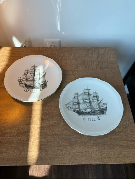 Rorstrand Sweden Porcelain Plates 1600 & 1700 Historical Ships