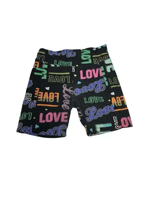 No Boundaries Girls Love Print Bike Shorts Size S 3-5 Stretch Casual Colorful