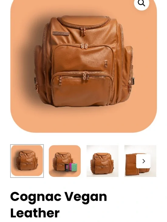 Elevated Creation Cognac Vegan Leather - Large Diaper Bag