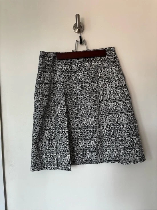 Tory Burch Navy and White Printed A-Line Skirt