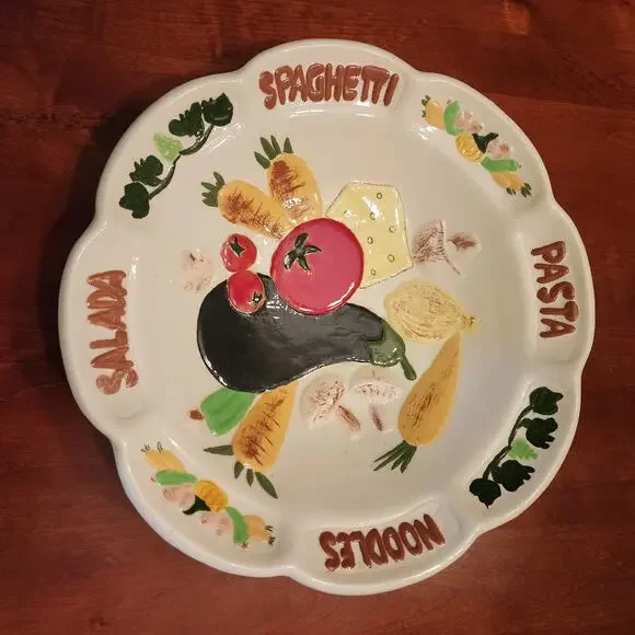 Ceramic Pasta Bowl Veggies Handpainted